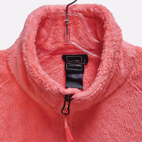 The North Face Fuzzy Cozy Plush Fleece Jacket Vibrant Unique Rare Neon Coral - Picture 6 of 16